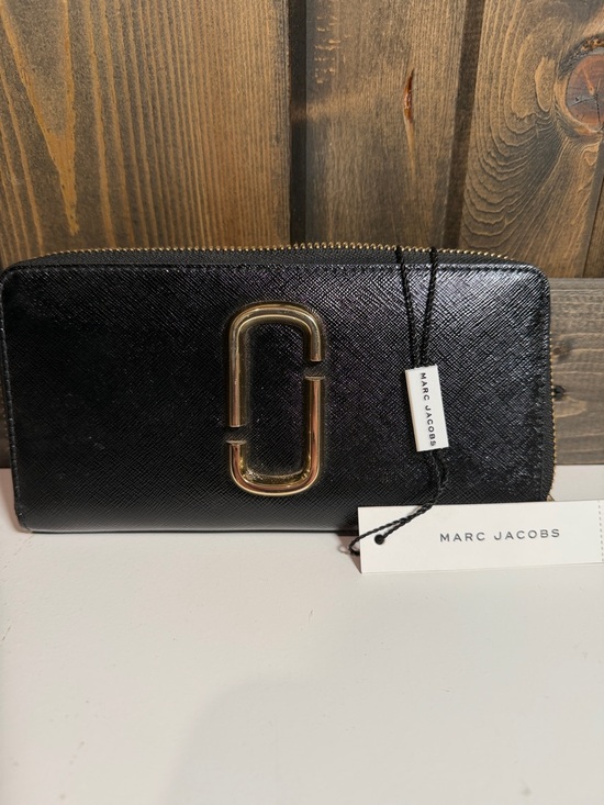 Marc Jacobs Handbags - Marc Jacobs Black Saffiano Zip-Around Wallet with Gold Double J